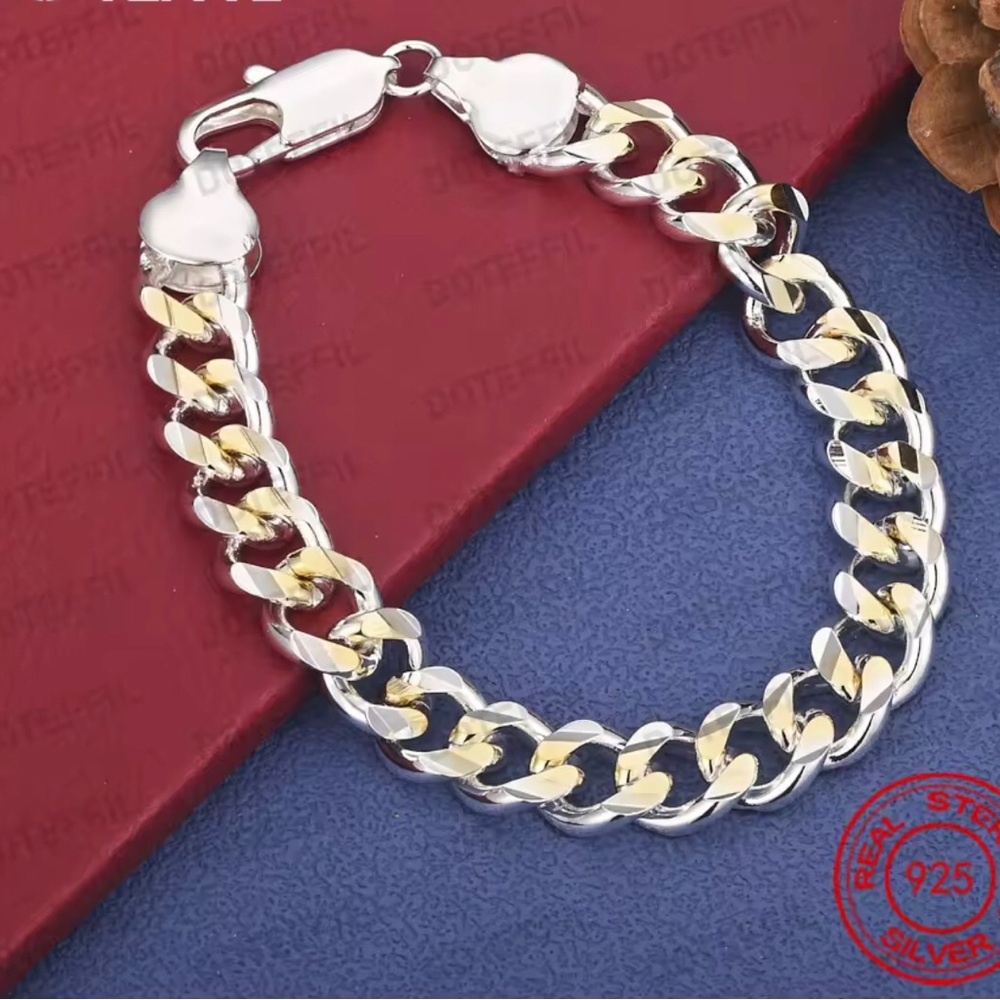Two-Tone Silver and Gold Cuban Link Bracelet